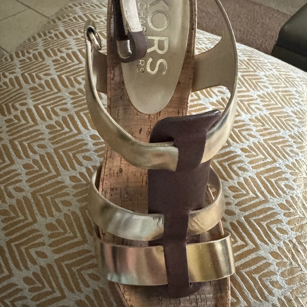 Michael Kors Metallic Gold and Brown Sandals